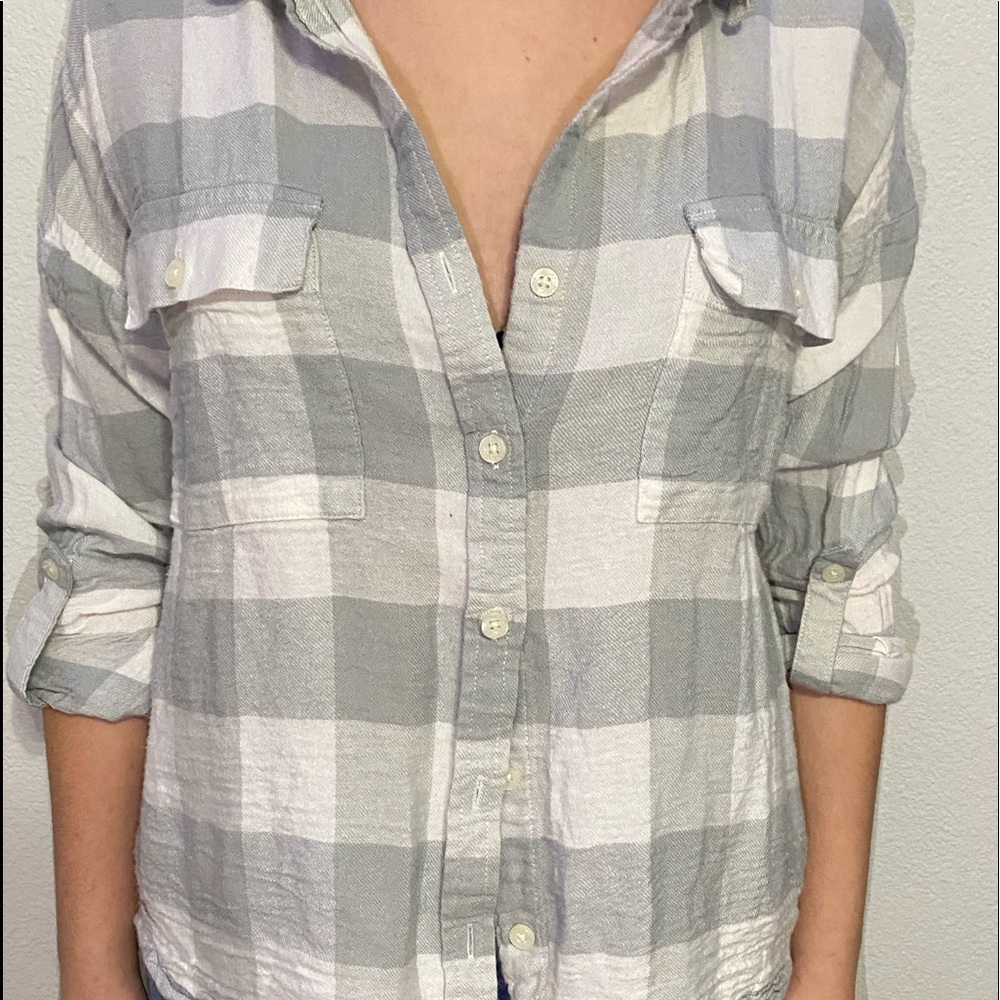 light blue and white flannel